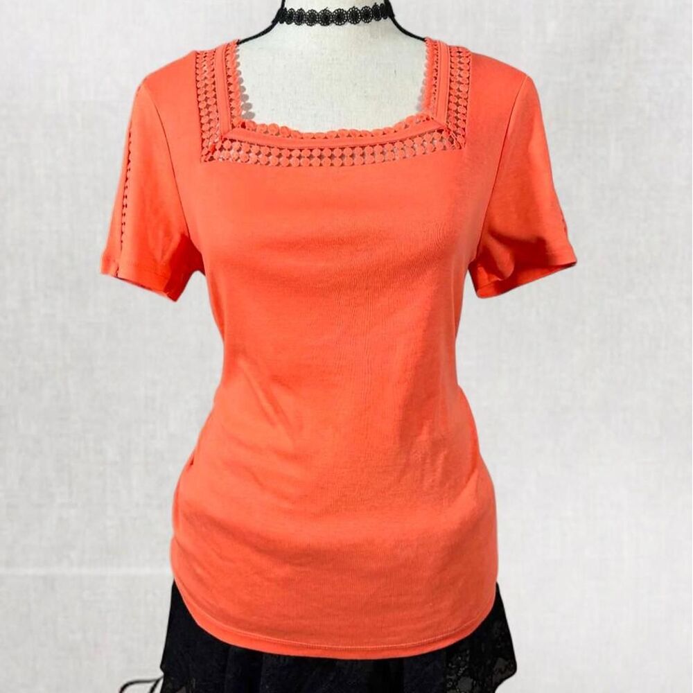 Feminine Y2K Style Coral Square Neck Top